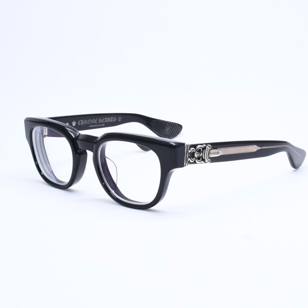 CHROME HEARTS クロムハーツ CUNTVOLUTED 伊達メガネ アイウェア サイズ49□23-147 ダガー装飾 ブラック シルバー925 美品 中古 4a007977