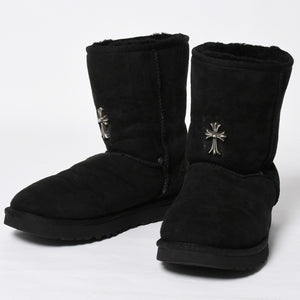 UGG アグ × CHROME HEARTS クロムハーツ ムートンブーツ カスタムブーツ ブラック 黒 シルバー925 サイズ25.0 US8 美品 中古 4a008151