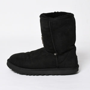 UGG アグ × CHROME HEARTS クロムハーツ ムートンブーツ カスタムブーツ ブラック 黒 シルバー925 サイズ25.0 US8 美品 中古 4a008151