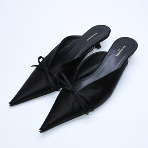 BALENCIAGA バレンシアガ サンダル ミュール Knife Slingback Satin Mule ナイフ スリング バック サテンミュール ブラック サイズ36 良品 中古 4a007768