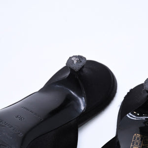 BALENCIAGA バレンシアガ サンダル ミュール Knife Slingback Satin Mule ナイフ スリング バック サテンミュール ブラック サイズ36 良品 中古 4a007768