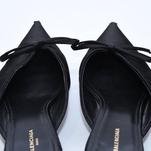 BALENCIAGA バレンシアガ サンダル ミュール Knife Slingback Satin Mule ナイフ スリング バック サテンミュール ブラック サイズ36 良品 中古 4a007768