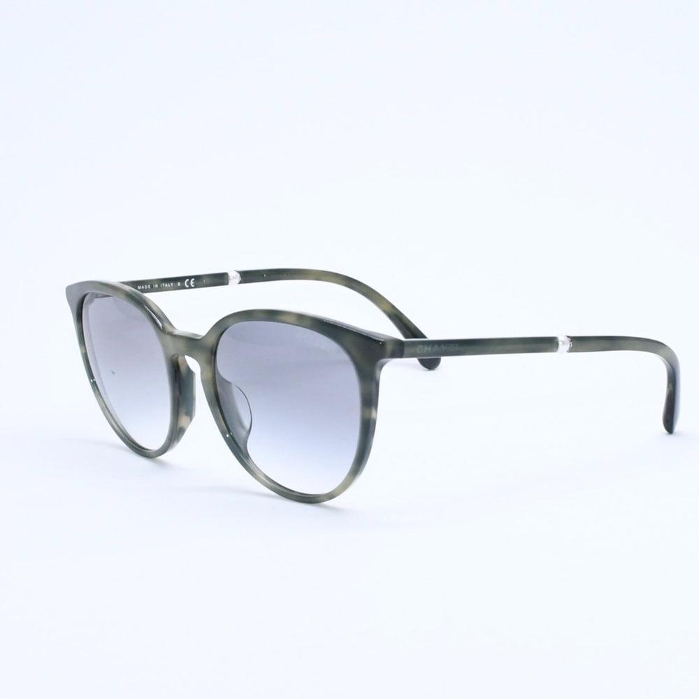 極美品 CHANEL シャネル ウェリントンシェイプ フェイクパールサングラス 5394-H-A サイズ53□19 140 c.1642/S3 グリーン マーブル調 中古 4a007959