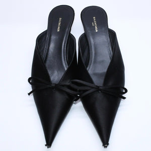 BALENCIAGA バレンシアガ サンダル ミュール Knife Slingback Satin Mule ナイフ スリング バック サテンミュール ブラック サイズ36 良品 中古 4a007768