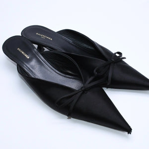 BALENCIAGA バレンシアガ サンダル ミュール Knife Slingback Satin Mule ナイフ スリング バック サテンミュール ブラック サイズ36 良品 中古 4a007768