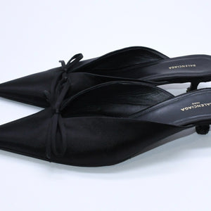 BALENCIAGA バレンシアガ サンダル ミュール Knife Slingback Satin Mule ナイフ スリング バック サテンミュール ブラック サイズ36 良品 中古 4a007768