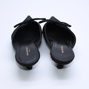 BALENCIAGA バレンシアガ サンダル ミュール Knife Slingback Satin Mule ナイフ スリング バック サテンミュール ブラック サイズ36 良品 中古 4a007768