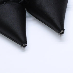 BALENCIAGA バレンシアガ サンダル ミュール Knife Slingback Satin Mule ナイフ スリング バック サテンミュール ブラック サイズ36 良品 中古 4a007768