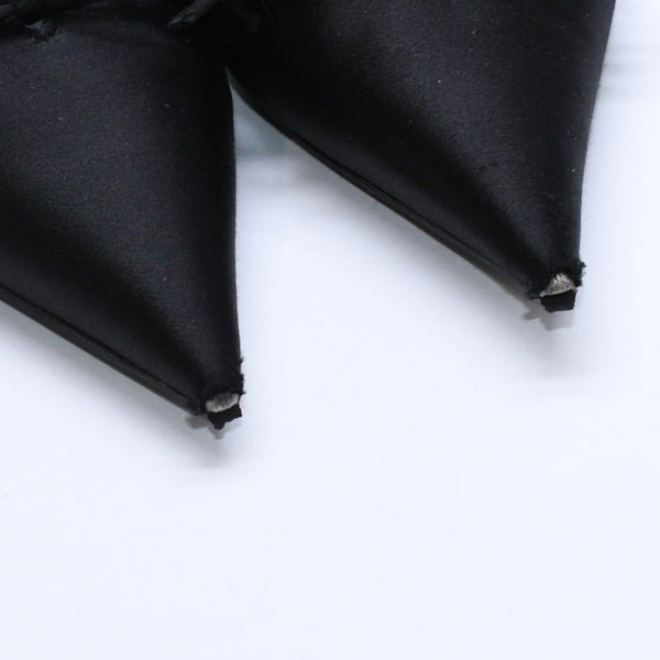 BALENCIAGA バレンシアガ サンダル ミュール Knife Slingback Satin Mule ナイフ スリング バック サテンミュール ブラック サイズ36 良品 中古 4a007768