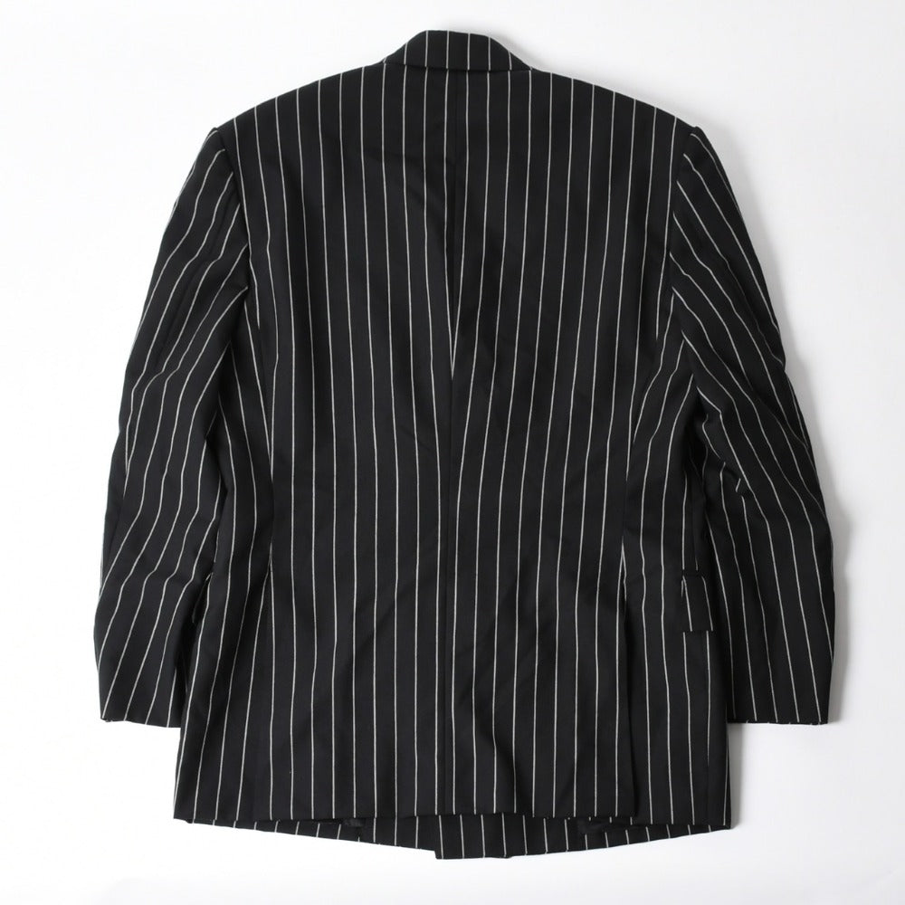 極美品 HUMIYA HIRANO フミヤ ヒラノ ピンストライプ柄 ダブルブレスト セットアップスーツ ブラック ホワイト サイズ40 ウール レーヨン 中古 4a007470