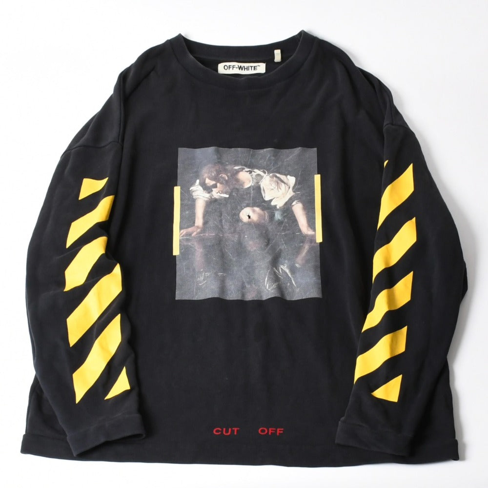 OFF WHITE オフホワイト トレーナー カラヴァジョ 絵画 クロスアロー ダイアゴナルストライプ バックプリント サイズM 美品 中古 4a007393