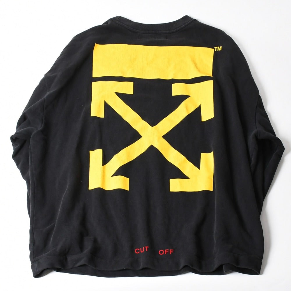 OFF WHITE オフホワイト トレーナー カラヴァジョ 絵画 クロスアロー ダイアゴナルストライプ バックプリント サイズM 美品 中古 4a007393