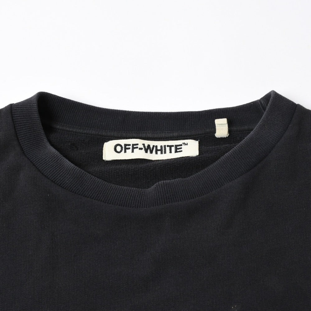 OFF WHITE オフホワイト トレーナー カラヴァジョ 絵画 クロスアロー ダイアゴナルストライプ バックプリント サイズM 美品 中古 4a007393