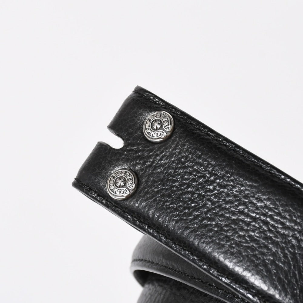 極美品 CHROME HEARTS クロムハーツ 1.5 BELT STRAP 1.5インチ レザーベルトストラップ サイズ28 ホースシュー シルバー925 中古 4a007772