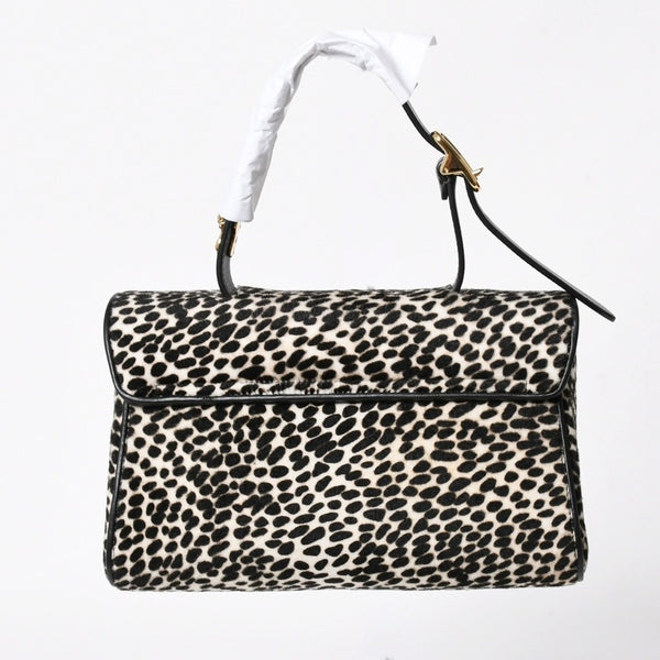 新品未使用 CHANEL シャネル トップハンドル フラップ バッグ AS6398 ランダム番台 ココマーク ハラコ ラムスキン ホワイト ブラック 中古 4a007850