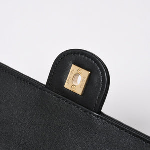 新品未使用 CHANEL シャネル トップハンドル フラップ バッグ AS6398 ランダム番台 ココマーク ハラコ ラムスキン ホワイト ブラック 中古 4a007850