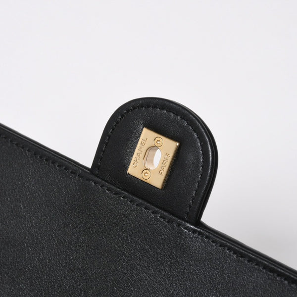 新品未使用 CHANEL シャネル トップハンドル フラップ バッグ AS6398 ランダム番台 ココマーク ハラコ ラムスキン ホワイト ブラック 中古 4a007850