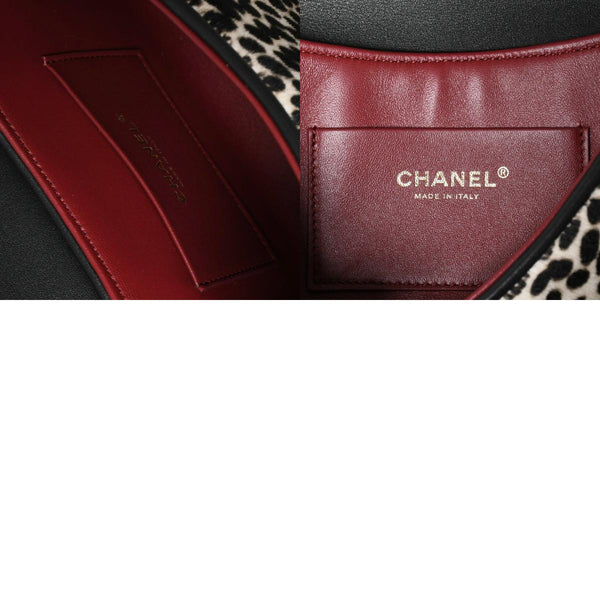 新品未使用 CHANEL シャネル トップハンドル フラップ バッグ AS6398 ランダム番台 ココマーク ハラコ ラムスキン ホワイト ブラック 中古 4a007850