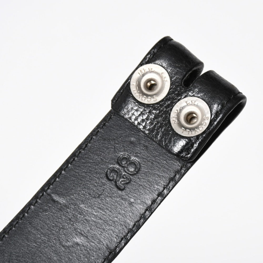 極美品 CHROME HEARTS クロムハーツ 1.5 BELT STRAP 1.5インチ レザーベルトストラップ サイズ28 ホースシュー シルバー925 中古 4a007772