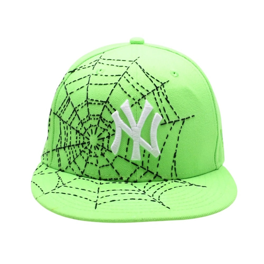 新品未使用品 NEW ERA ニューエラ キャップ NY Yankees ニューヨークヤンキース ライムグリーン Loso カスタムモデル 一点物 Spiderweb 59FIFTY サイズ7 3/8 58.7cm 中古 4a007775