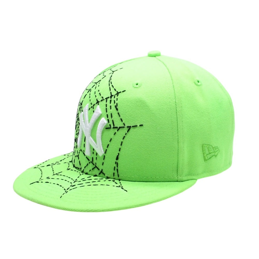 新品未使用品 NEW ERA ニューエラ キャップ NY Yankees ニューヨークヤンキース ライムグリーン Loso カスタムモデル 一点物 Spiderweb 59FIFTY サイズ7 3/8 58.7cm 中古 4a007775