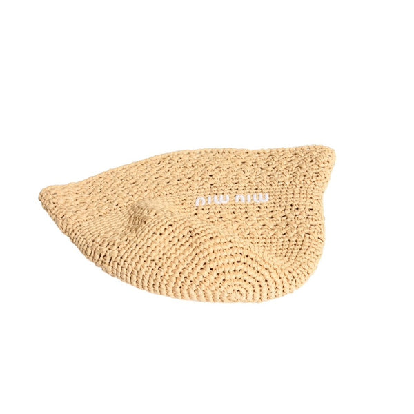 Very good condition MIU MIU Bucket Hat Hat Brown Beige White 5HC287 Used Size M4a007770