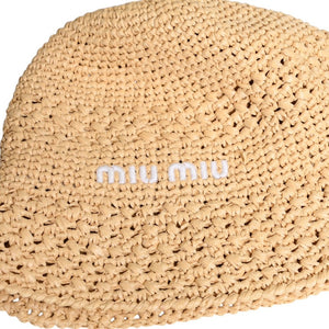 Very good condition MIU MIU Bucket Hat Hat Brown Beige White 5HC287 Used Size M4a007770