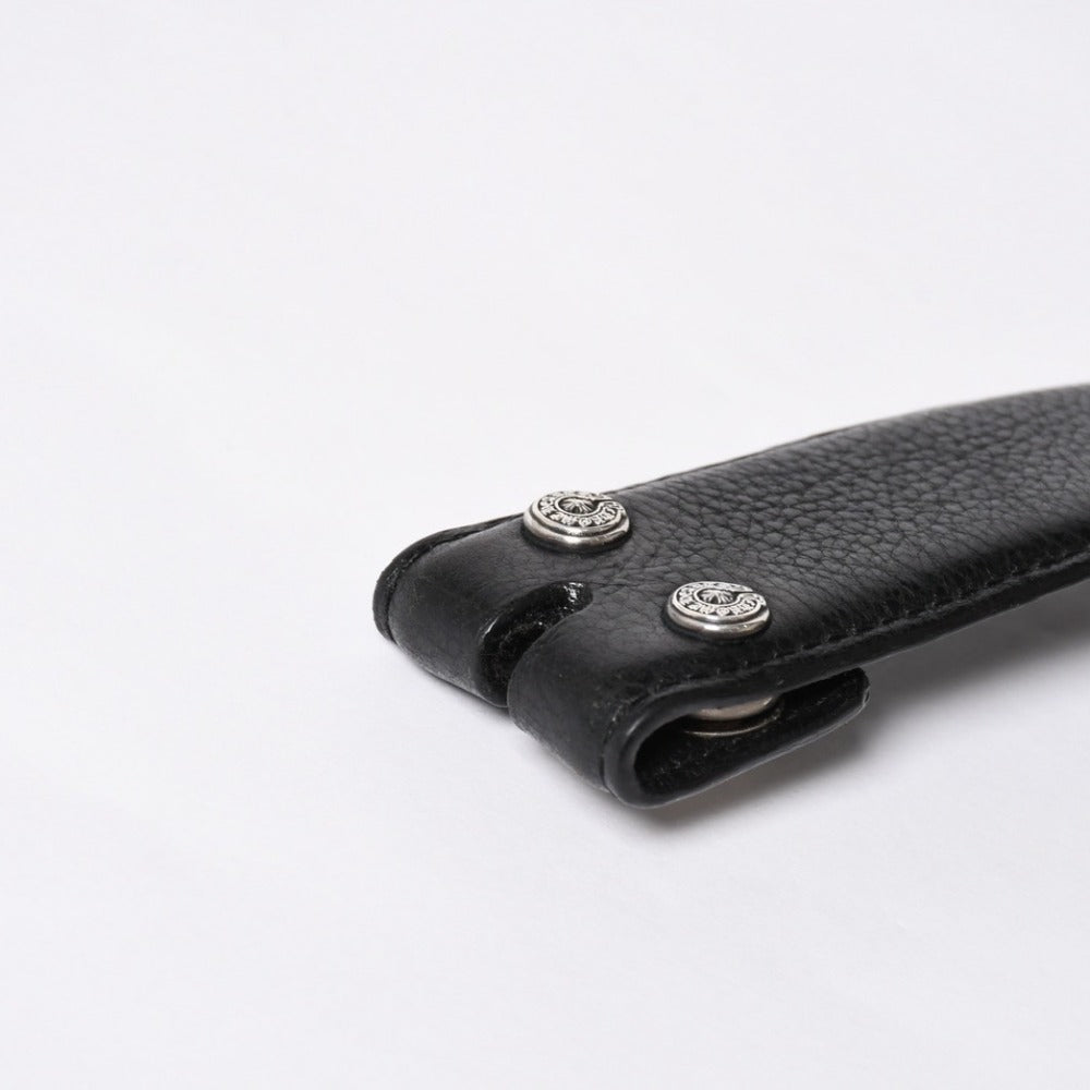 極美品 CHROME HEARTS クロムハーツ 1.5 BELT STRAP 1.5インチ レザーベルトストラップ サイズ28 ホースシュー シルバー925 中古 4a007772