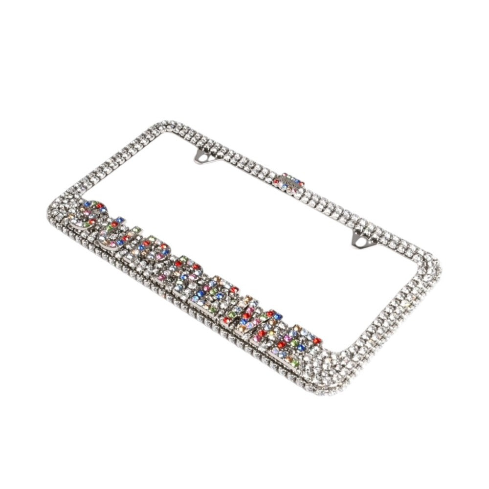 新品同様品 SUPREME シュプリーム × b.b. Simon ビービーサイモン License Plate Frame ライセンスプレートフレーム シルバー スワロフスキー 中古 4a007371