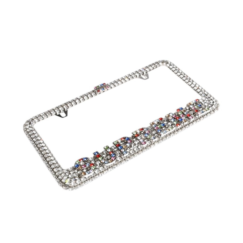 新品同様品 SUPREME シュプリーム × b.b. Simon ビービーサイモン License Plate Frame ライセンスプレートフレーム シルバー スワロフスキー 中古 4a007371