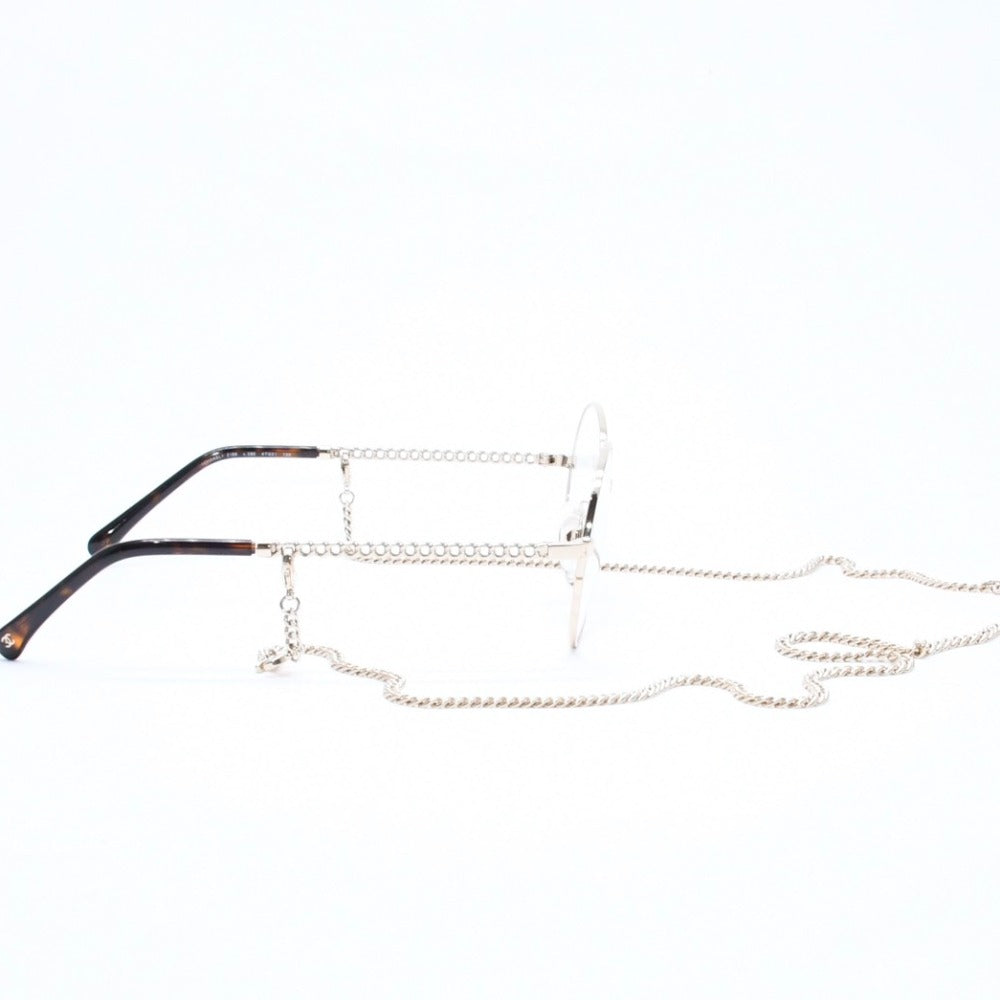 CHANEL シャネル 伊達メガネ アイウェア 2186 c.395 サイズ47□21 135 ココマーク チェーン ゴールド 美品 中古 4a007766