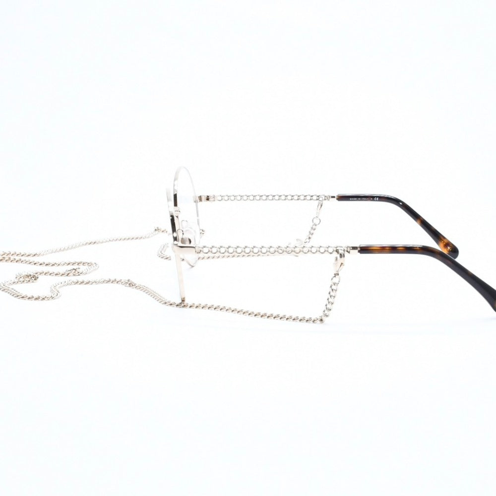 CHANEL シャネル 伊達メガネ アイウェア 2186 c.395 サイズ47□21 135 ココマーク チェーン ゴールド 美品 中古 4a007766