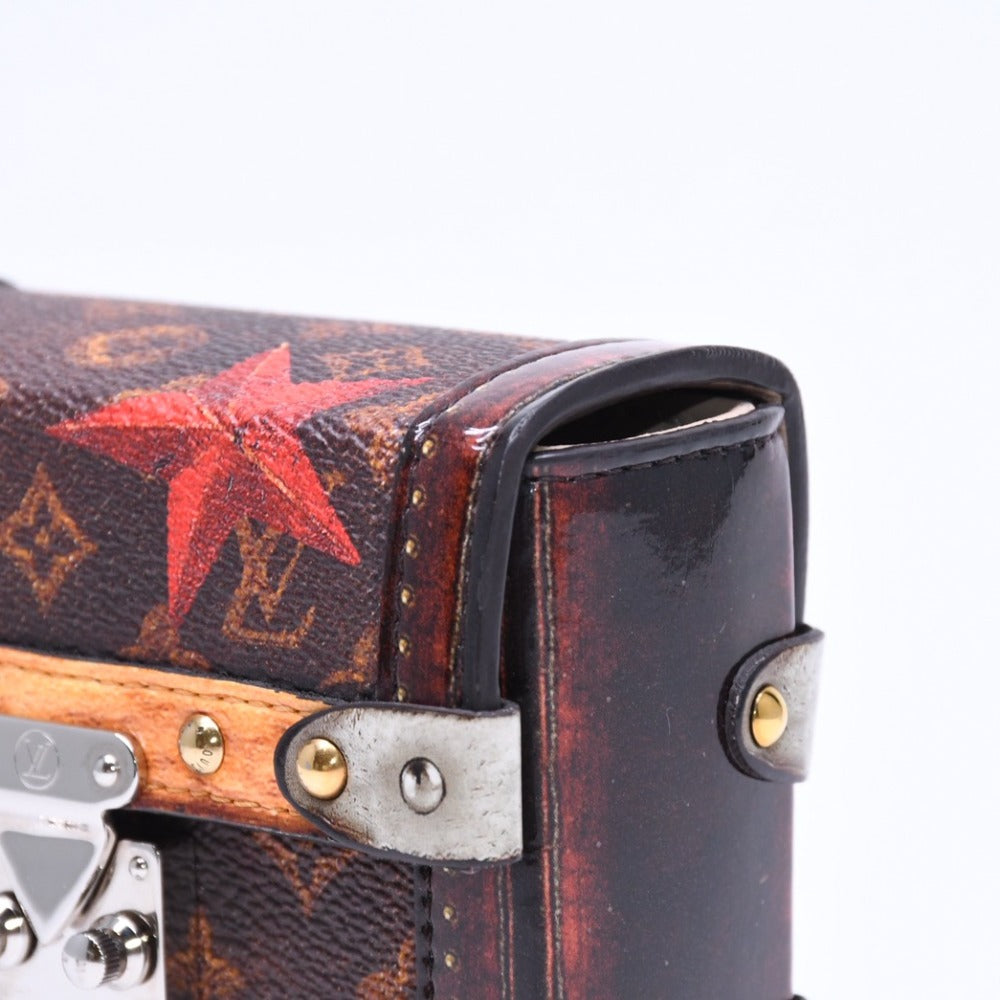 極美品 LOUIS VUITTON ルイヴィトン モノグラム エッセンシャル トランク チャーム モノグラムキャンバス ブラウン レッド シルバー金具 中古 4a007764