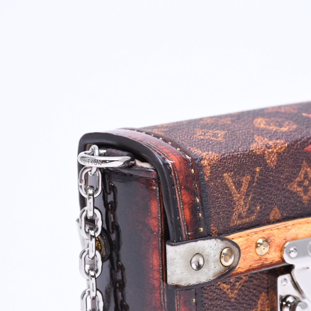 極美品 LOUIS VUITTON ルイヴィトン モノグラム エッセンシャル トランク チャーム モノグラムキャンバス ブラウン レッド シルバー金具 中古 4a007764