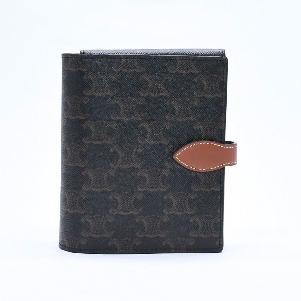 新品同様品 CELINE セリーヌ トラベルキット トリオンフキャンバス アメニティ カーフスキン ブラウン ゴールド金具 中古 4a001742