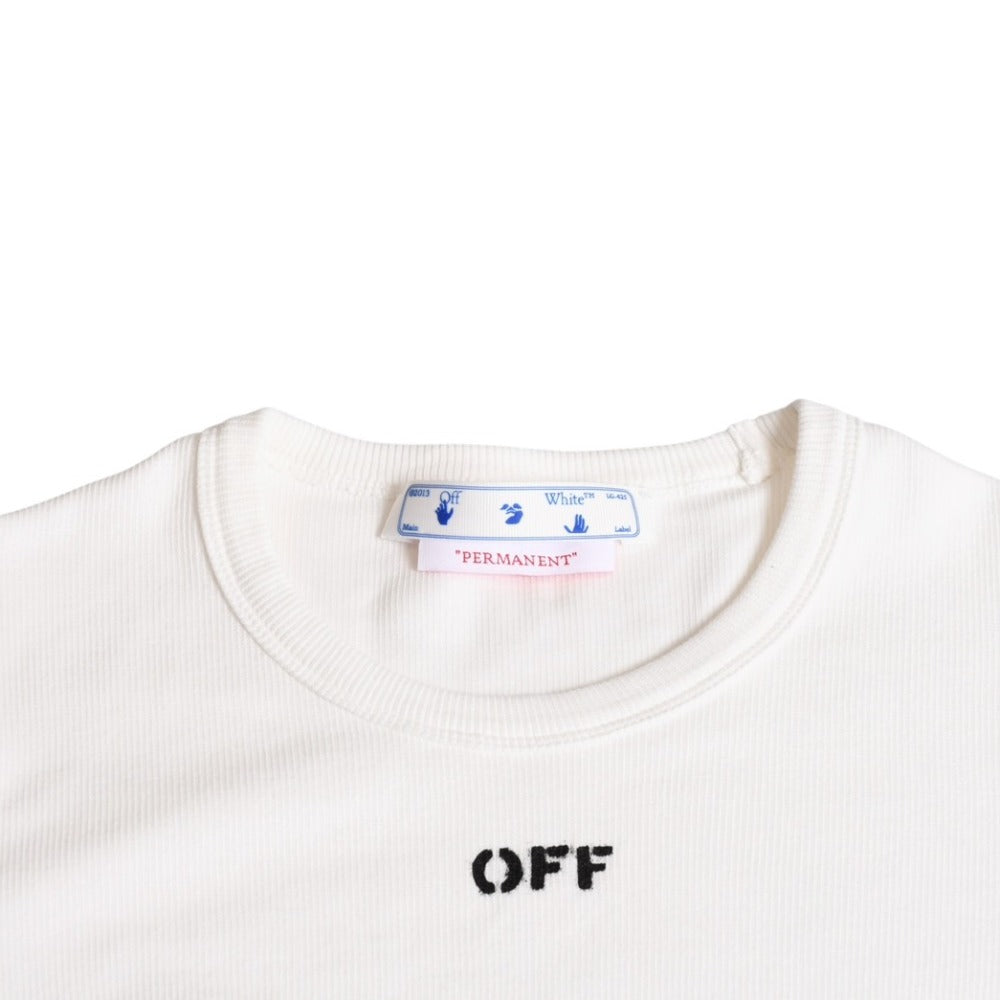 極美品 Off-White オフホワイト ストレッチ Tシャツ 半袖Tシャツ ホワイト ブラック LG-425 中古 4a007762