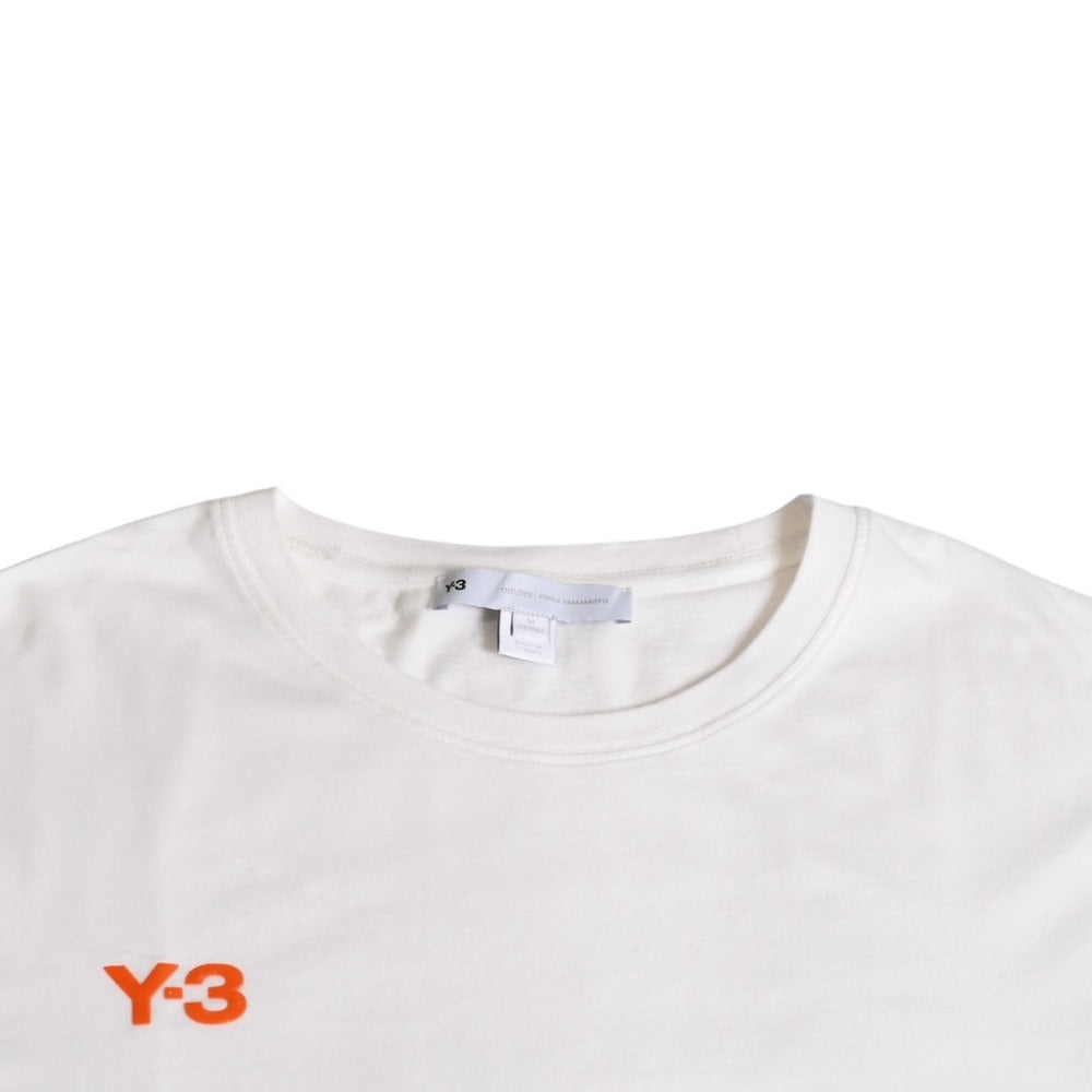 極美品 Y-3 ワイスリー 半袖Tシャツ ABW 003 サイズM ホワイト オレンジ プリント コットン 中古 4a007837