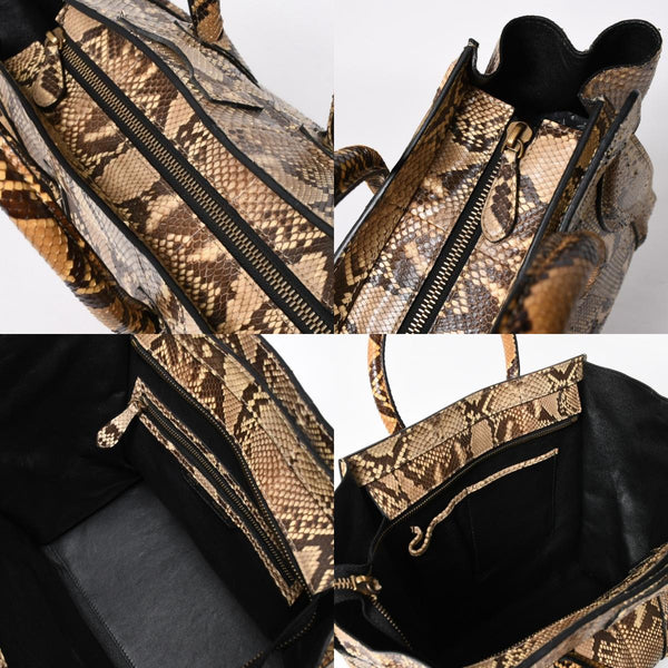 極美品 CELINE セリーヌ ラゲージ ハンドバッグ ベージュ ブラウン ダークブラウン W-GA-0172 ゴールド金具 中古 4a007791