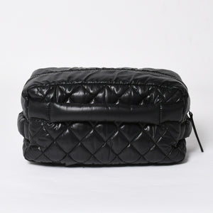 CHANEL シャネル コココクーン クラッチバッグ A48615 13番台 ブラック ナイロン カーフスキン 化粧ポーチ シルバー金具 美品 中古 4a007790