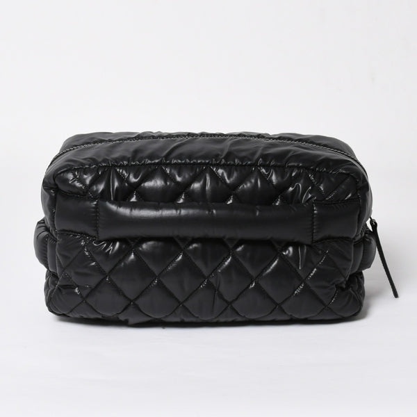 CHANEL シャネル コココクーン クラッチバッグ A48615 13番台 ブラック ナイロン カーフスキン 化粧ポーチ シルバー金具 美品 中古 4a007790
