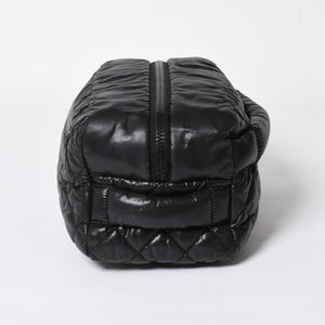 CHANEL シャネル コココクーン クラッチバッグ A48615 13番台 ブラック ナイロン カーフスキン 化粧ポーチ シルバー金具 美品 中古 4a007790