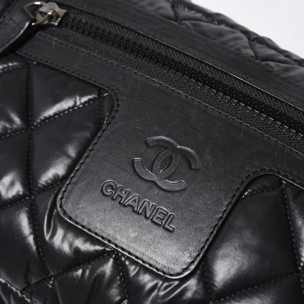 CHANEL シャネル コココクーン クラッチバッグ A48615 13番台 ブラック ナイロン カーフスキン 化粧ポーチ シルバー金具 美品 中古 4a007790