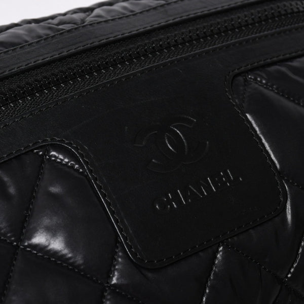 CHANEL シャネル コココクーン クラッチバッグ A48615 13番台 ブラック ナイロン カーフスキン 化粧ポーチ シルバー金具 美品 中古 4a007790