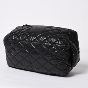 CHANEL シャネル コココクーン クラッチバッグ A48615 13番台 ブラック ナイロン カーフスキン 化粧ポーチ シルバー金具 美品 中古 4a007790