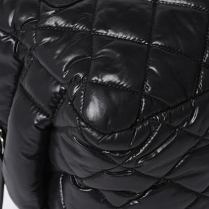 CHANEL シャネル コココクーン クラッチバッグ A48615 13番台 ブラック ナイロン カーフスキン 化粧ポーチ シルバー金具 美品 中古 4a007790