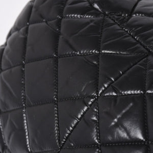 CHANEL シャネル コココクーン クラッチバッグ A48615 13番台 ブラック ナイロン カーフスキン 化粧ポーチ シルバー金具 美品 中古 4a007790