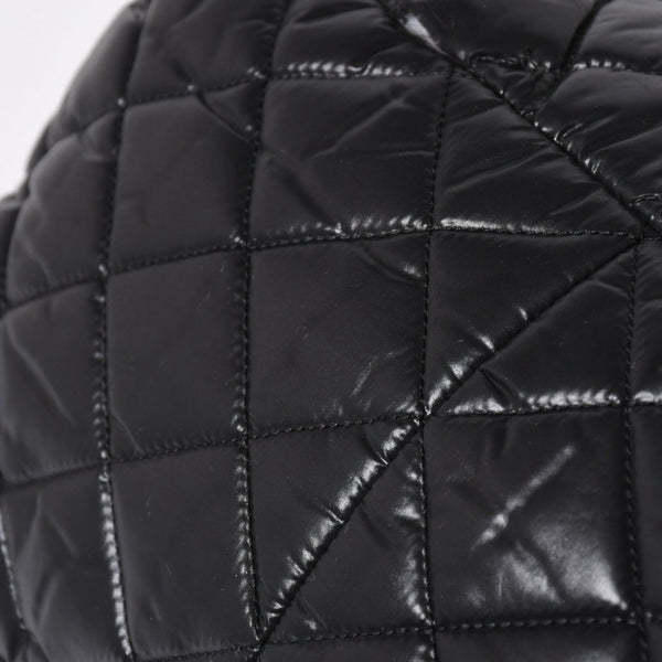 CHANEL シャネル コココクーン クラッチバッグ A48615 13番台 ブラック ナイロン カーフスキン 化粧ポーチ シルバー金具 美品 中古 4a007790