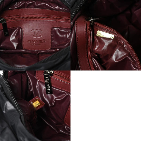 CHANEL シャネル コココクーン クラッチバッグ A48615 13番台 ブラック ナイロン カーフスキン 化粧ポーチ シルバー金具 美品 中古 4a007790
