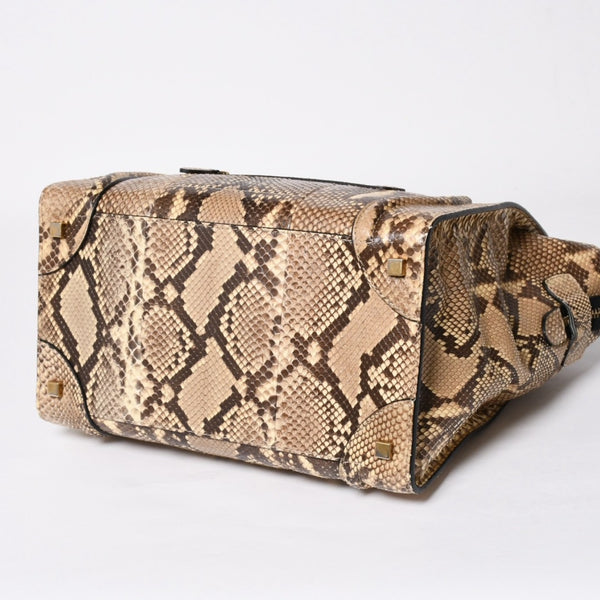 極美品 CELINE セリーヌ ラゲージ ハンドバッグ ベージュ ブラウン ダークブラウン W-GA-0172 ゴールド金具 中古 4a007791