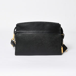 極美品 PRADA プラダ サフィアーノ Shoulder Bag ショルダーバッグ バッグ ブラック ゴールド金具 レザー 中古 4a007784
